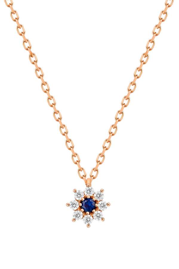 COLLAR MARGHERITA BLUE ORO ROSA