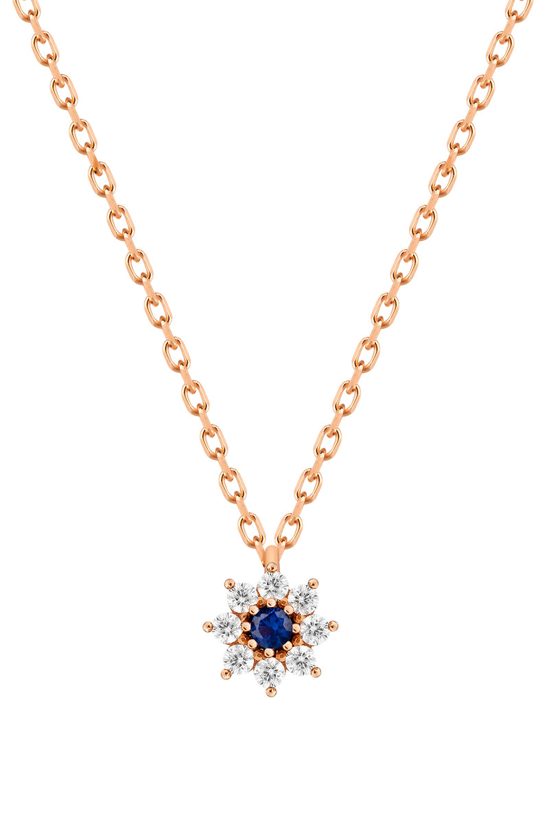 COLLAR MARGHERITA BLUE ORO ROSA